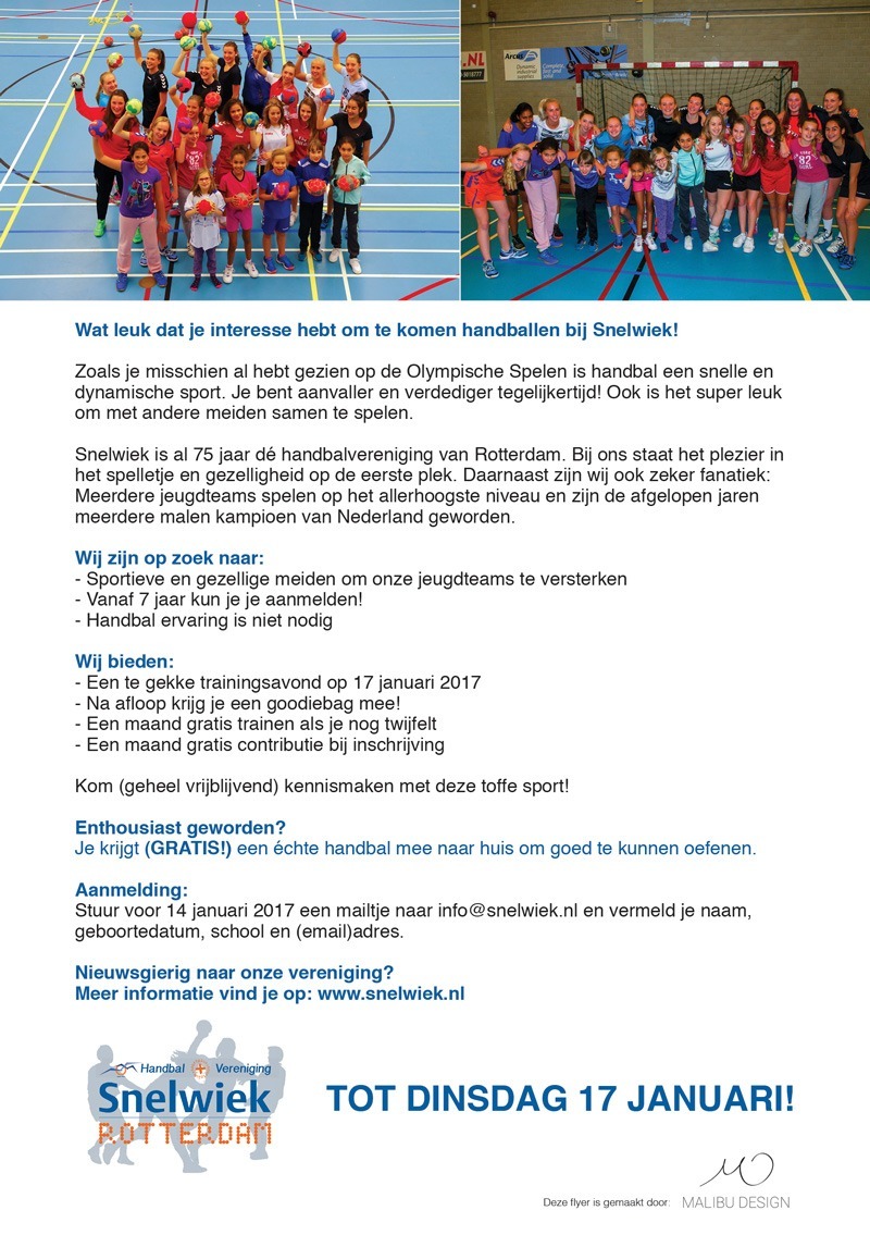flyer handbal is een echte meidensport achterblad